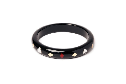 Splendette vintage inspired 1950s Las Vegas style larger size black Midi Queen of Diamonds Duchess Bangle
