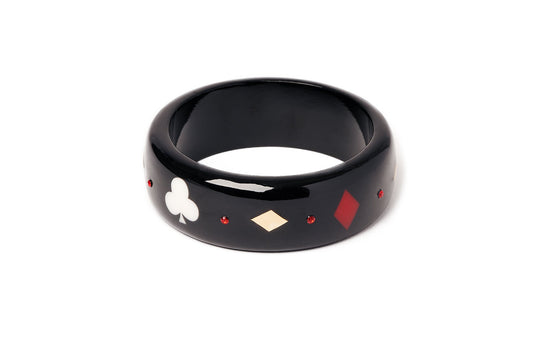 Splendette vintage inspired 1950s Las Vegas style black larger size Wide Queen of Diamonds Duchess Bangle