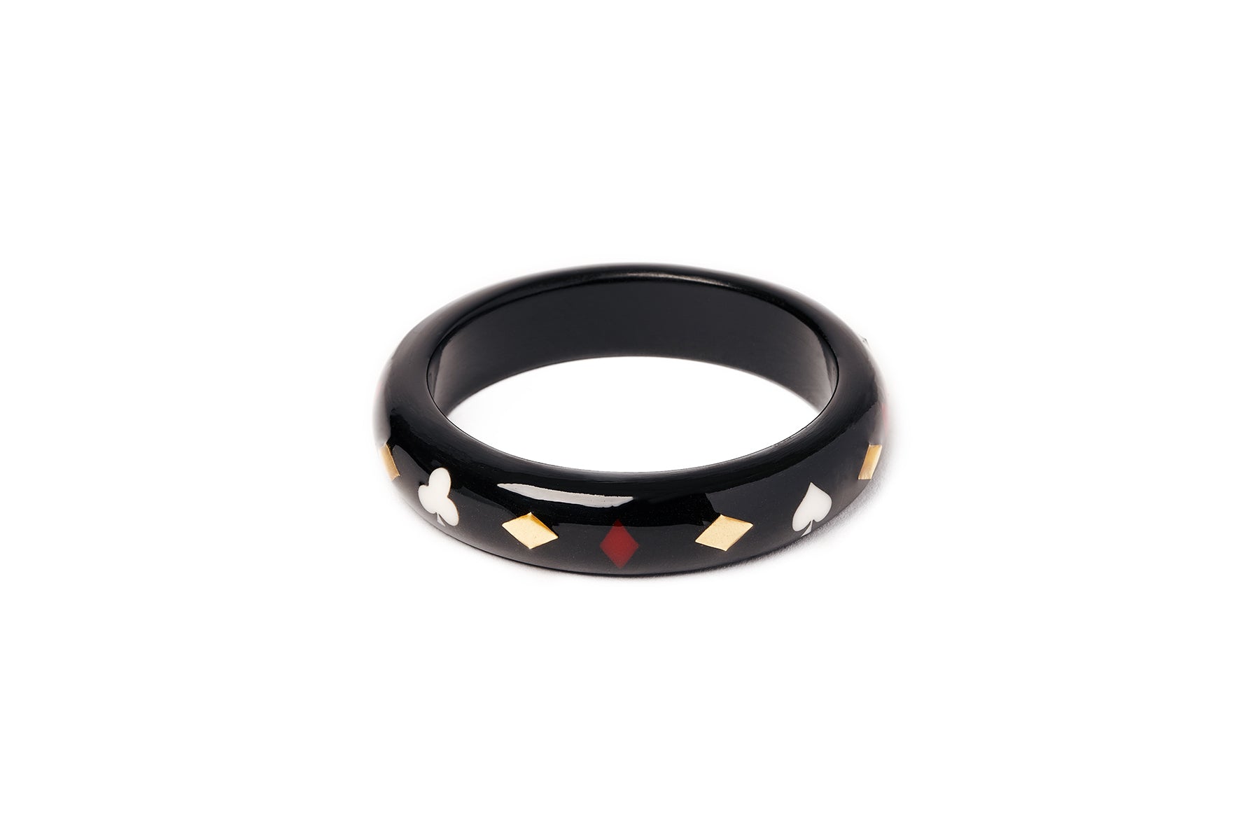 Splendette vintage inspired 1950s Las Vegas style smaller size black Midi Queen of Diamonds Maiden Bangle