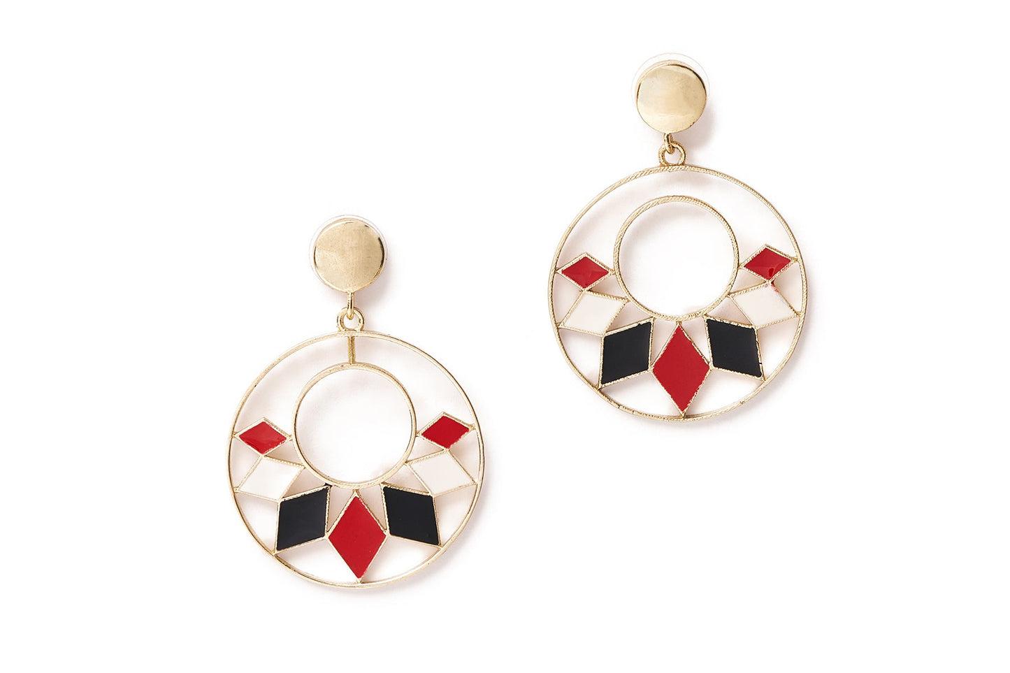 Splendette vintage inspired 1950s Casino style Diamonds Drop Hoop Earrings