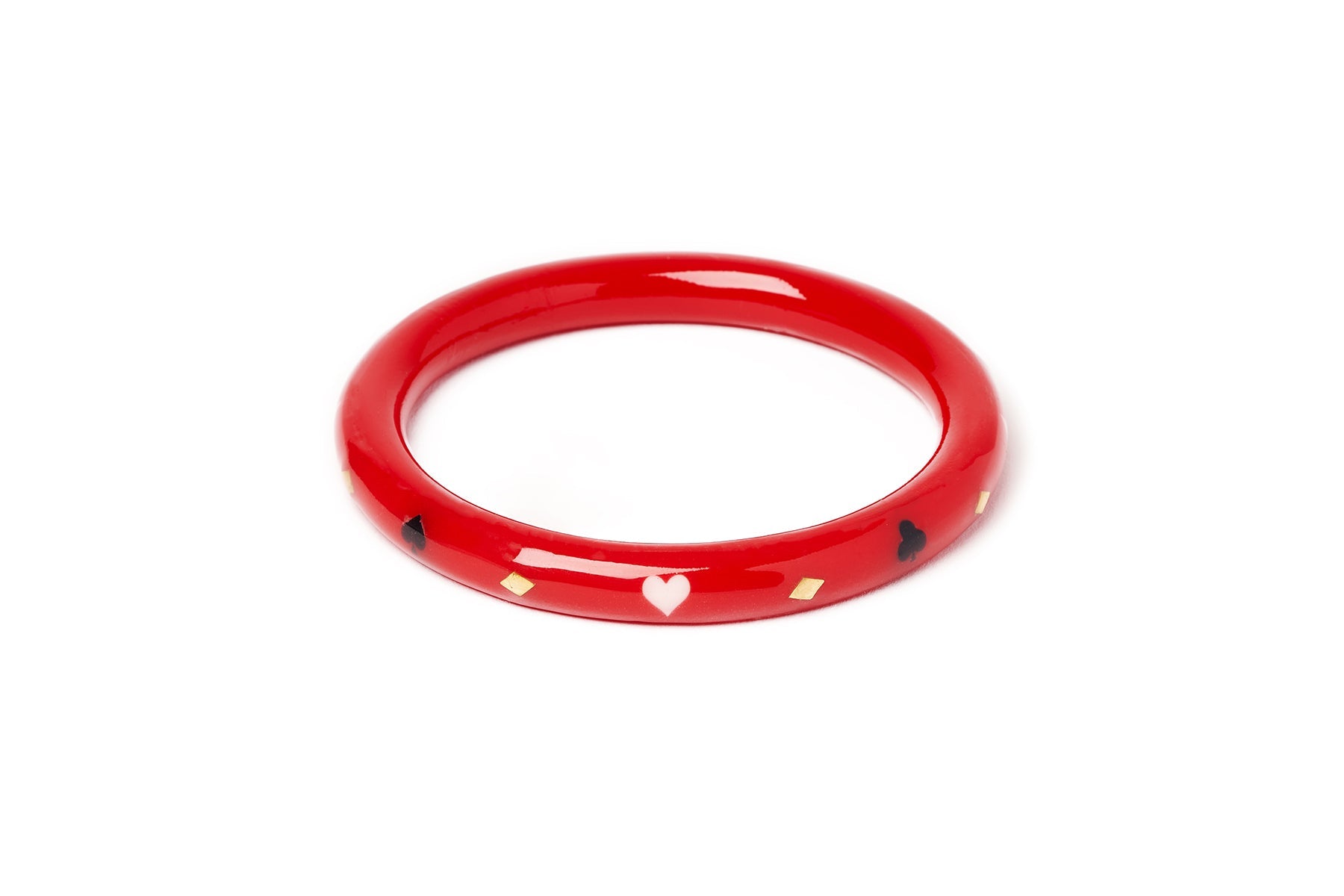 Splendette vintage inspired 1950s Las Vegas style larger size red Narrow Wild Card Duchess Bangle