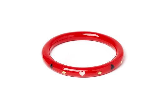 Splendette vintage inspired 1950s Las Vegas style larger size red Narrow Wild Card Duchess Bangle