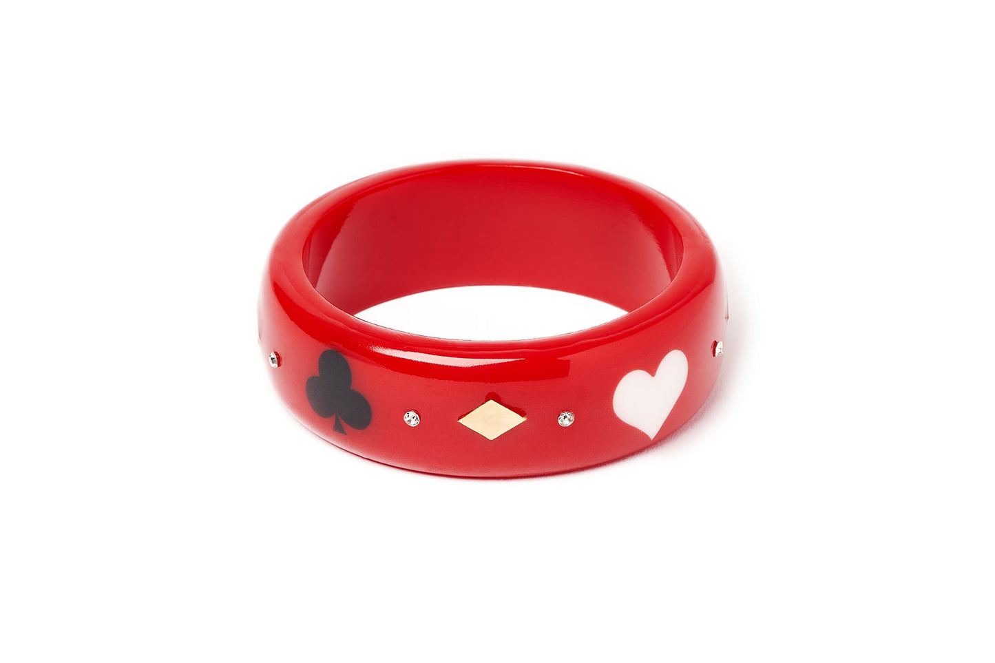 Splendette vintage inspired 1950s Las Vegas style red larger size Wide Wild Card Duchess Bangle