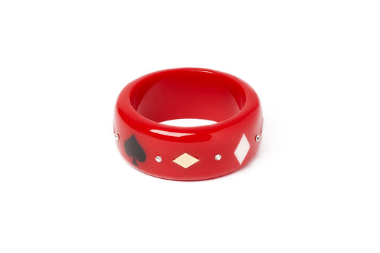 Splendette vintage inspired 1950s Las Vegas style red smaller size Wide Wild Card Maiden Bangle