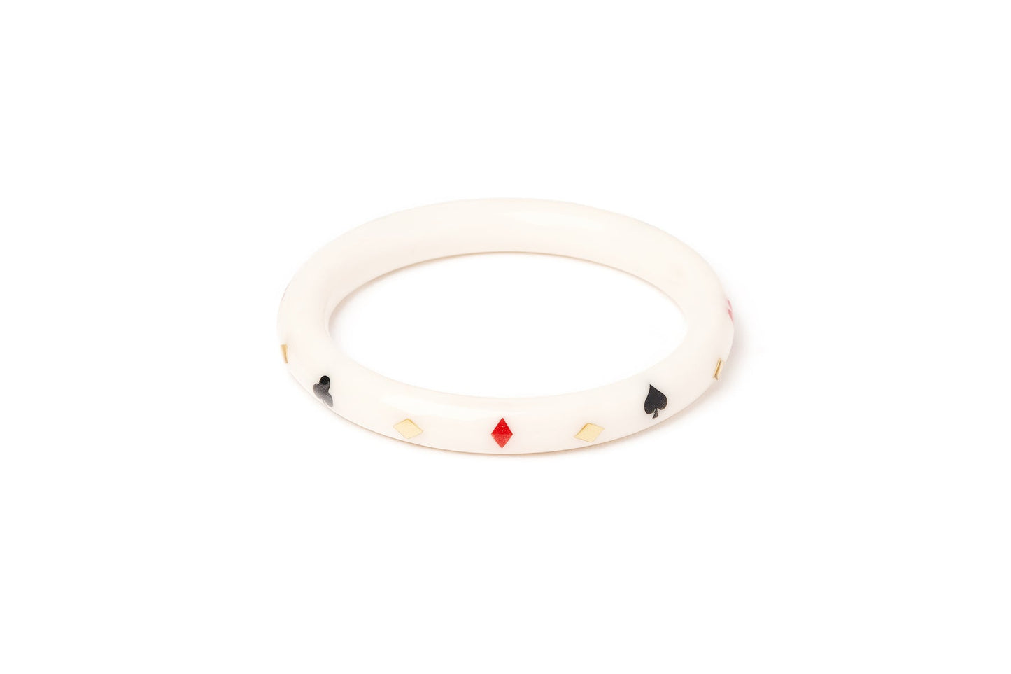 Splendette vintage inspired 1950s Las Vegas style medium, size white Narrow Aces High Bangle