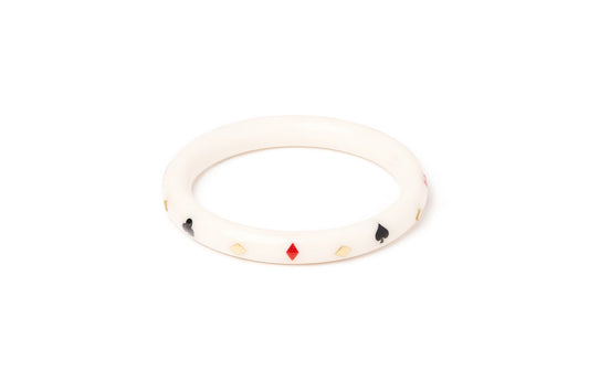 Splendette vintage inspired 1950s Las Vegas style medium, size white Narrow Aces High Bangle