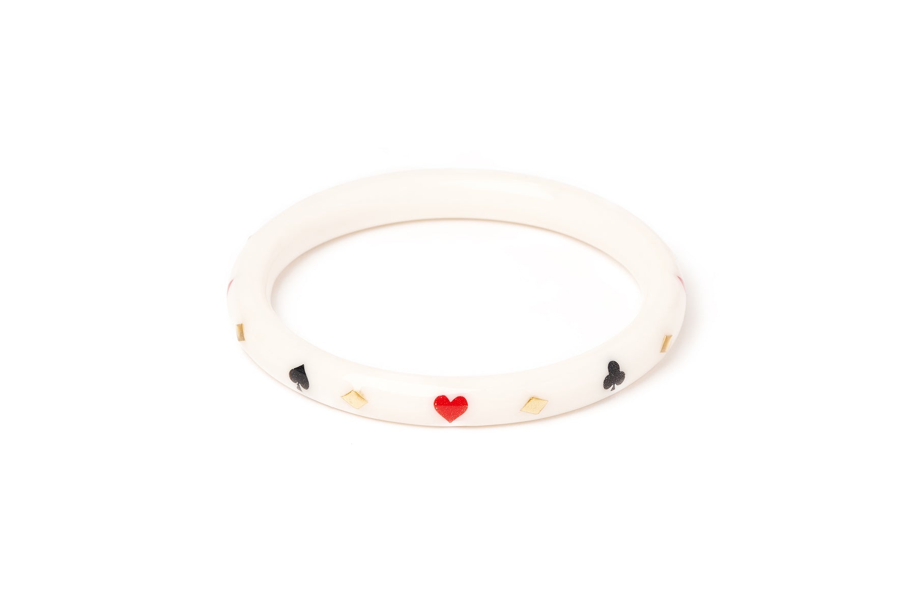Splendette vintage inspired 1950s Las Vegas style larger size white Narrow Aces High Duchess Bangle