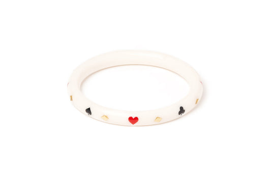 Splendette vintage inspired 1950s Las Vegas style larger size white Narrow Aces High Duchess Bangle