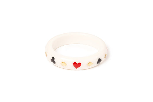 Splendette vintage inspired 1950s Las Vegas style smaller size white Midi Aces High Maiden Bangle