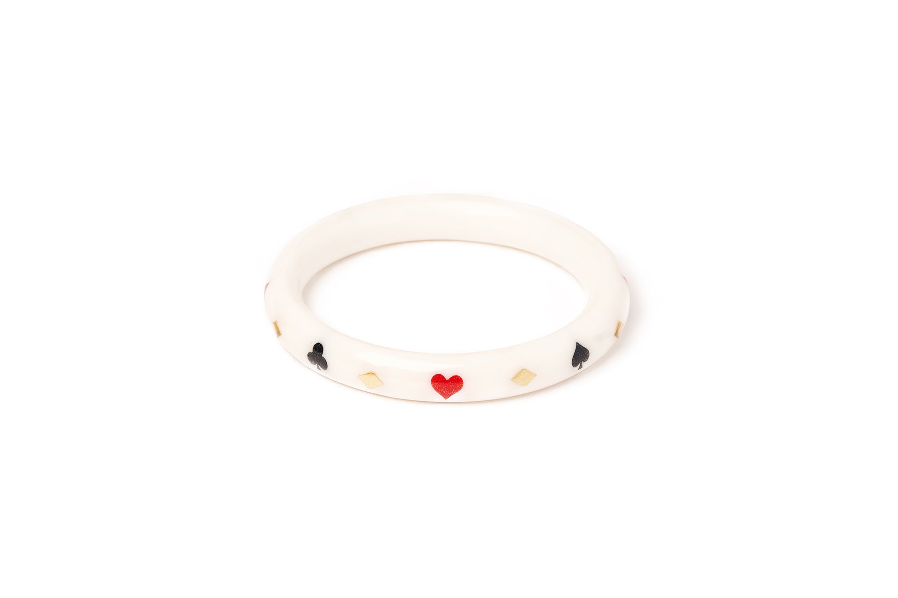 Splendette vintage inspired 1950s Las Vegas style smaller size white Narrow Aces High Maiden Bangle