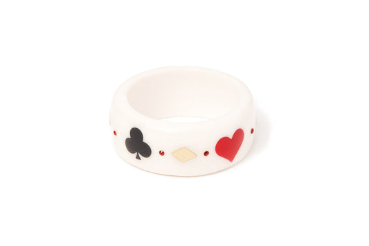 Splendette vintage inspired 1950s Las Vegas style white smaller size Wide Aces High Maiden Bangle