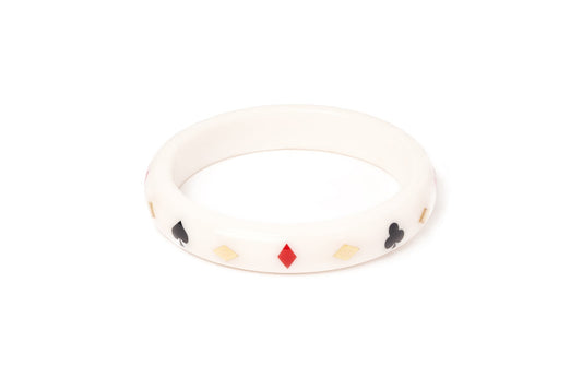Splendette vintage inspired 1950s Las Vegas style larger size white Midi Aces High Duchess Bangle