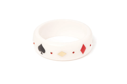 Splendette vintage inspired 1950s Las Vegas style white larger size Wide Aces High Duchess Bangle