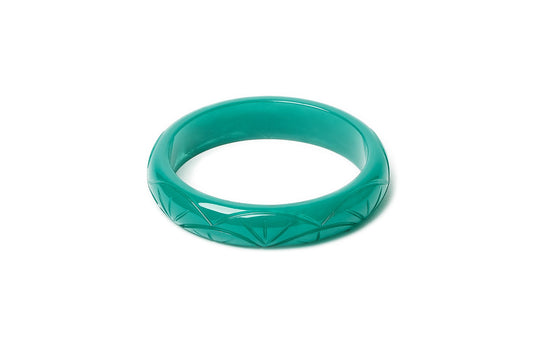 Splendette vintage inspired Art Deco style carved green Midi Drille Fakelite Bangle