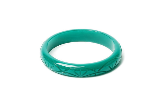Splendette vintage inspired Art Deco style carved green large size Midi Drille Fakelite Duchess Bangle