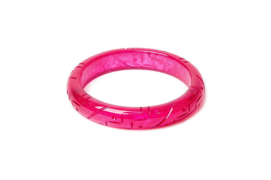 Splendette vintage inspired 1940s Bakelite style carved pink large size Midi Magenta Fakelite Duchess Bangle