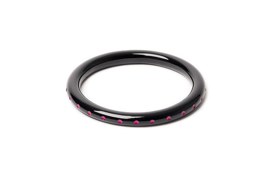 Splendette vintage inspired 1940s Bakelite style carved pink fakelite large size Narrow Black Magenta Duchess Bangle