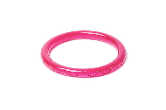 Splendette vintage inspired 1940s Bakelite style carved pink large size Narrow Magenta Fakelite Duchess Bangle
