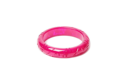 Splendette vintage inspired 1940s Bakelite style carved pink small size Midi Magenta Fakelite Maiden Bangle