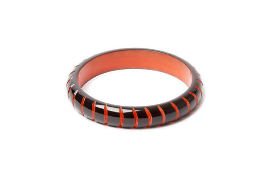 Splendette vintage inspired 1940s style carved orange fakelite large size Midi Black Paprika Duchess Bangle