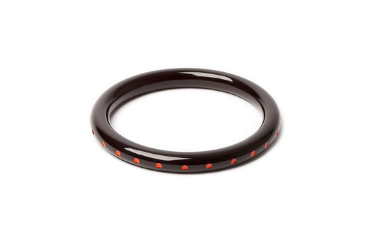 Splendette vintage inspired 1940s style carved orange large size Narrow Black Paprika Fakelite Duchess Bangle