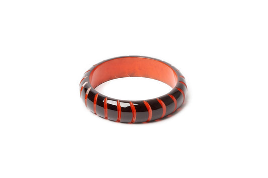 Splendette vintage inspired 1940s style carved orange fakelite small size Midi Black Paprika Maiden Bangle