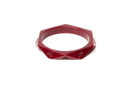 Splendette vintage inspired 1930s style deep pink purple fakelite Narrow Tayberry Bangle