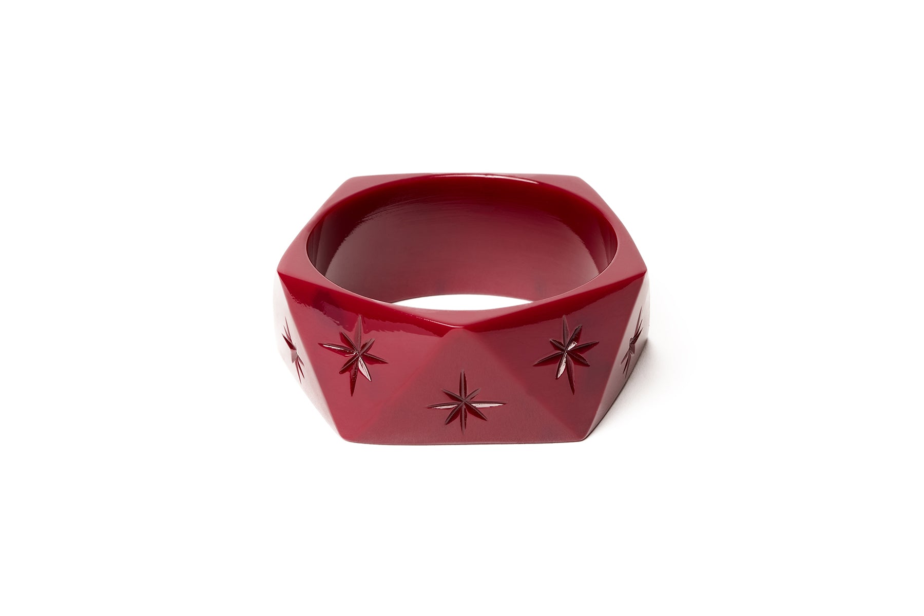 Splendette vintage inspired 1930s style deep pink purple fakelite Wide Tayberry Bangle