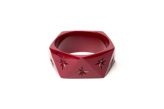 Splendette vintage inspired 1930s style deep pink purple fakelite Wide Tayberry Bangle