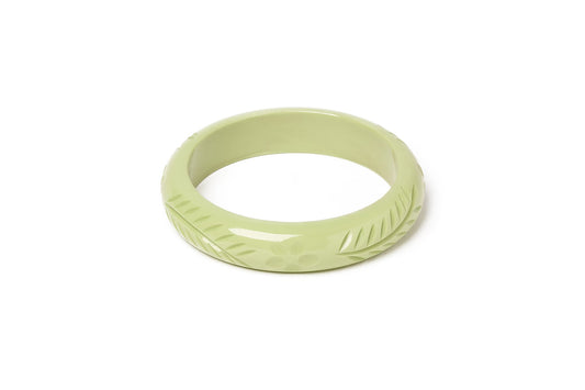Splendette vintage inspired 1940s Bakelite style carved pastel green fakelite Midi Rowan Bangle