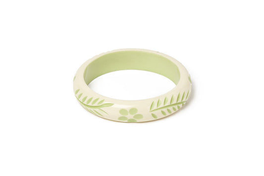 Splendette vintage inspired 1940s Bakelite style carved pastel green fakelite Midi Rowan Cream Bangle