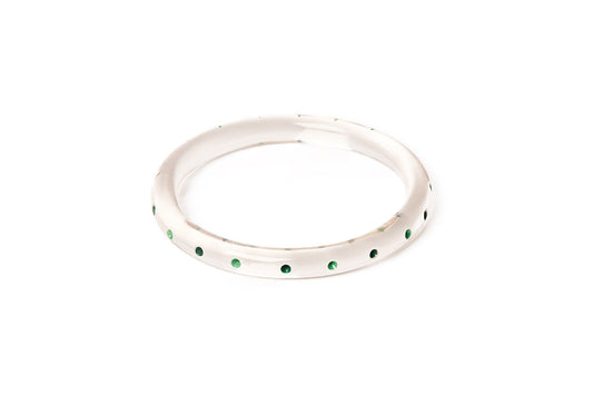 Splendette vintage inspired 1940s Bakelite style green larger size Narrow Leaves Clear Duchess Bangle