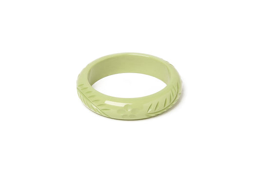 Splendette vintage inspired 1940s Bakelite style carved pastel green fakelite smaller size Midi Rowan Maiden Bangle