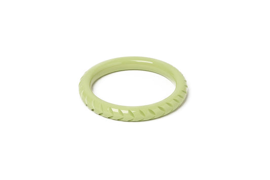 Splendette vintage inspired 1940s Bakelite style carved pastel green fakelite smaller size Narrow Rowan Maiden Bangle