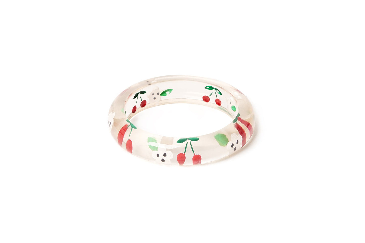 Splendette vintage inspired 1940s Bakelite style rockabilly red smaller size Midi Cheries ClearMaiden Bangle