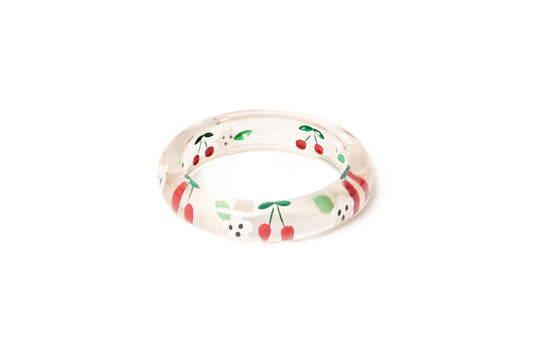 Splendette vintage inspired 1940s Bakelite style rockabilly red smaller size Midi Cheries ClearMaiden Bangle