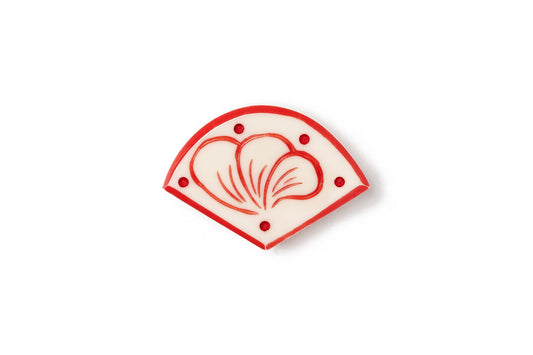 Splendette vintage inspired 1940s style carved coral pink fakelite Petal Cream Brooch