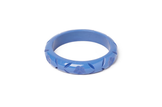 Splendette vintage inspired 1940s style carved blue fakelite Midi Veronica Bangle