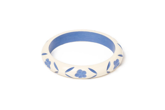Splendette vintage inspired 1940s style carved blue fakelite larger size Midi Veronica Cream Duchess Bangle