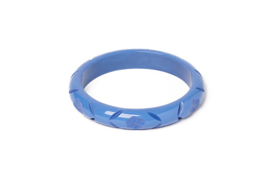 Splendette vintage inspired 1940s style carved blue fakelite large size Midi Veronica Duchess Bangle