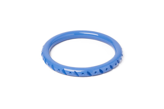 Splendette vintage inspired 1940s style carved blue fakelite larger size Narrow Veronica Duchess Bangle