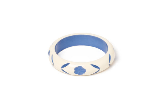 Splendette vintage inspired 1940s style carved blue fakelite smaller size Midi Veronica Cream Maiden Bangle