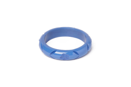 Splendette vintage inspired 1940s style carved blue fakelite smaller size Midi Veronica Maiden Bangle