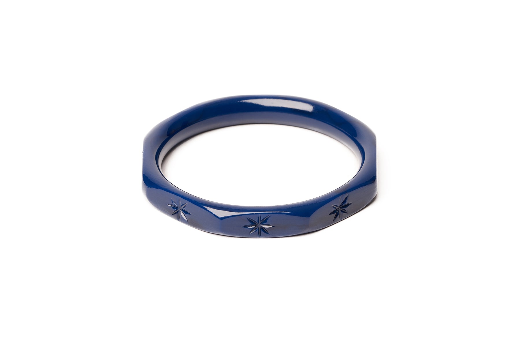 Splendette vintage inspired 1940s style navy blue fakelite Narrow Darkness Bangle