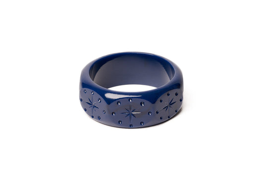 Splendette vintage inspired 1940s style navy blue fakelite Wide Darkness Bangle