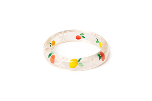 Splendette vintage inspired 1940s style orange and yellow Midi Citrus Clear Bangle
