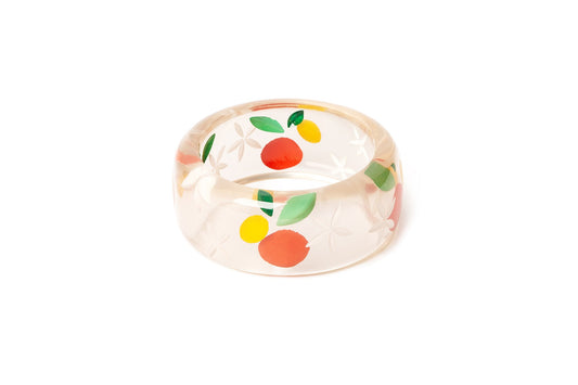 Splendette vintage inspired 1940s style orange and yellow smaller size Wide Citrus Clear Maiden Bangle