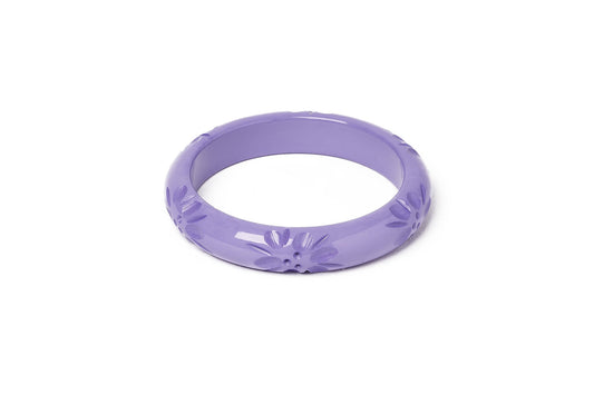 Splendette vintage inspired 1940s style pastel purple carved fakelite Midi Petunia Bangle