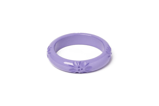 Splendette vintage inspired 1940s style pastel purple carved fakelite smaller size Midi Petunia Maiden Bangle