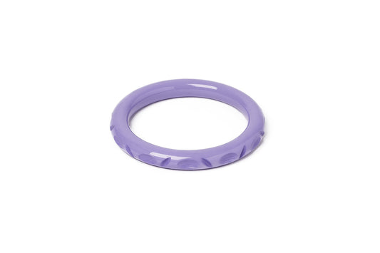 Splendette vintage inspired 1940s style pastel purple carved fakelite smaller size Narrow Petunia Maiden Bangle